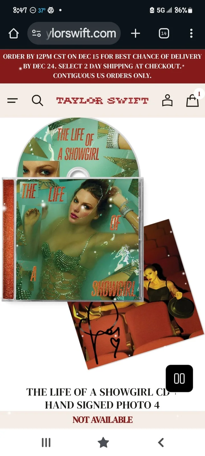 Taylor Swift | The Life Of A Showgirl CD With Hand Signed Photo 4, изображение 3
