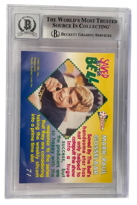 Mark-Paul Gosselaar — Mark-Paul Gosselaar Signed Saved by the Bell 1992 Pacific Card #71 Beckett 10, image 2