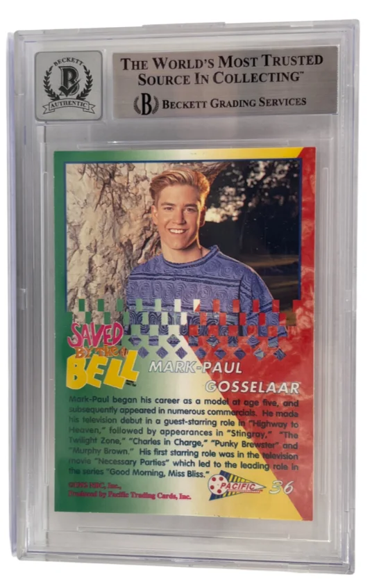 Mark-Paul Gosselaar — Mark-Paul Gosselaar Signed Saved by the Bell 1992 Pacific Card Beckett Auto 10, изображение 2