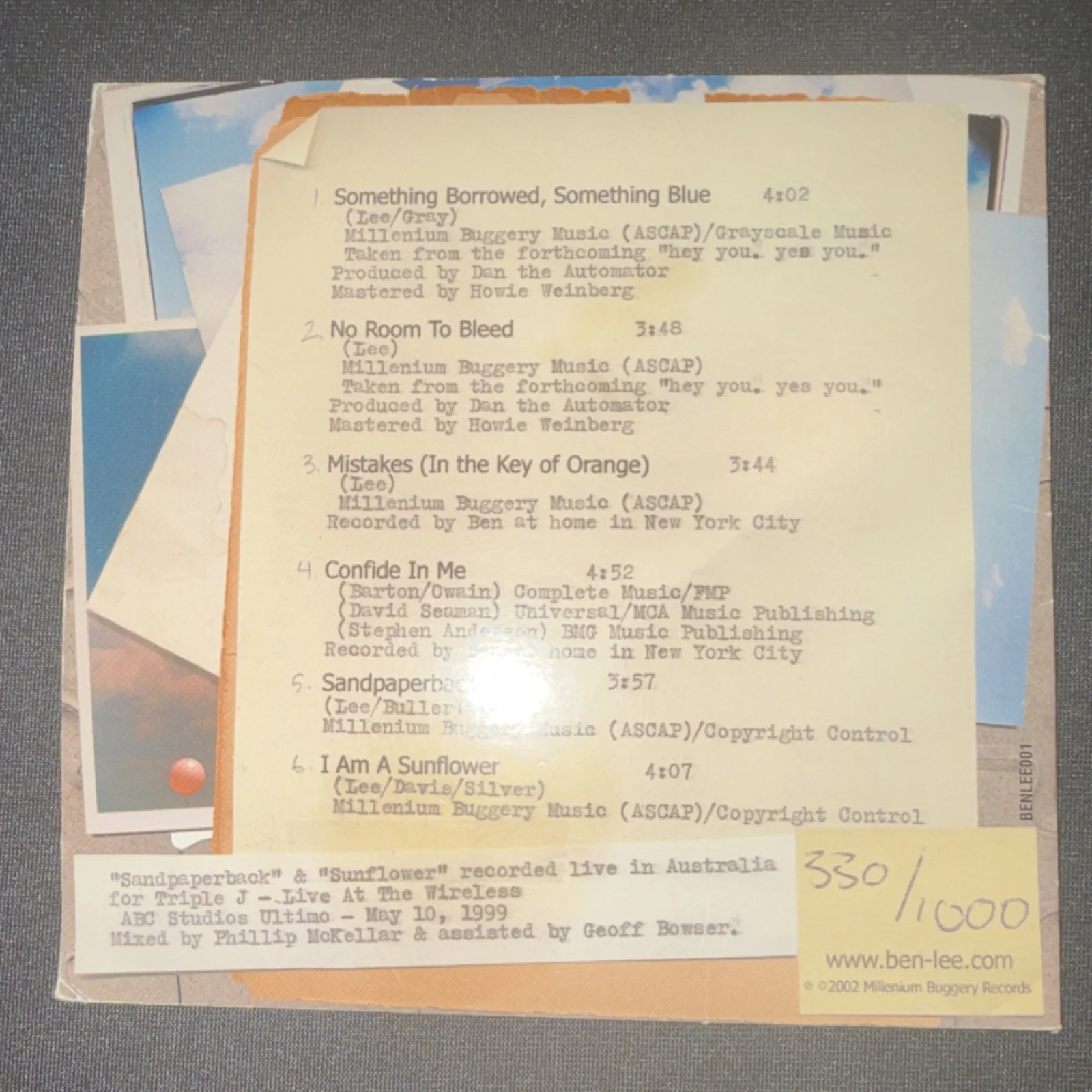 Ben Lee The Dirty Little Secret EP Signed Booklet Limited Edition-no cd, image 2