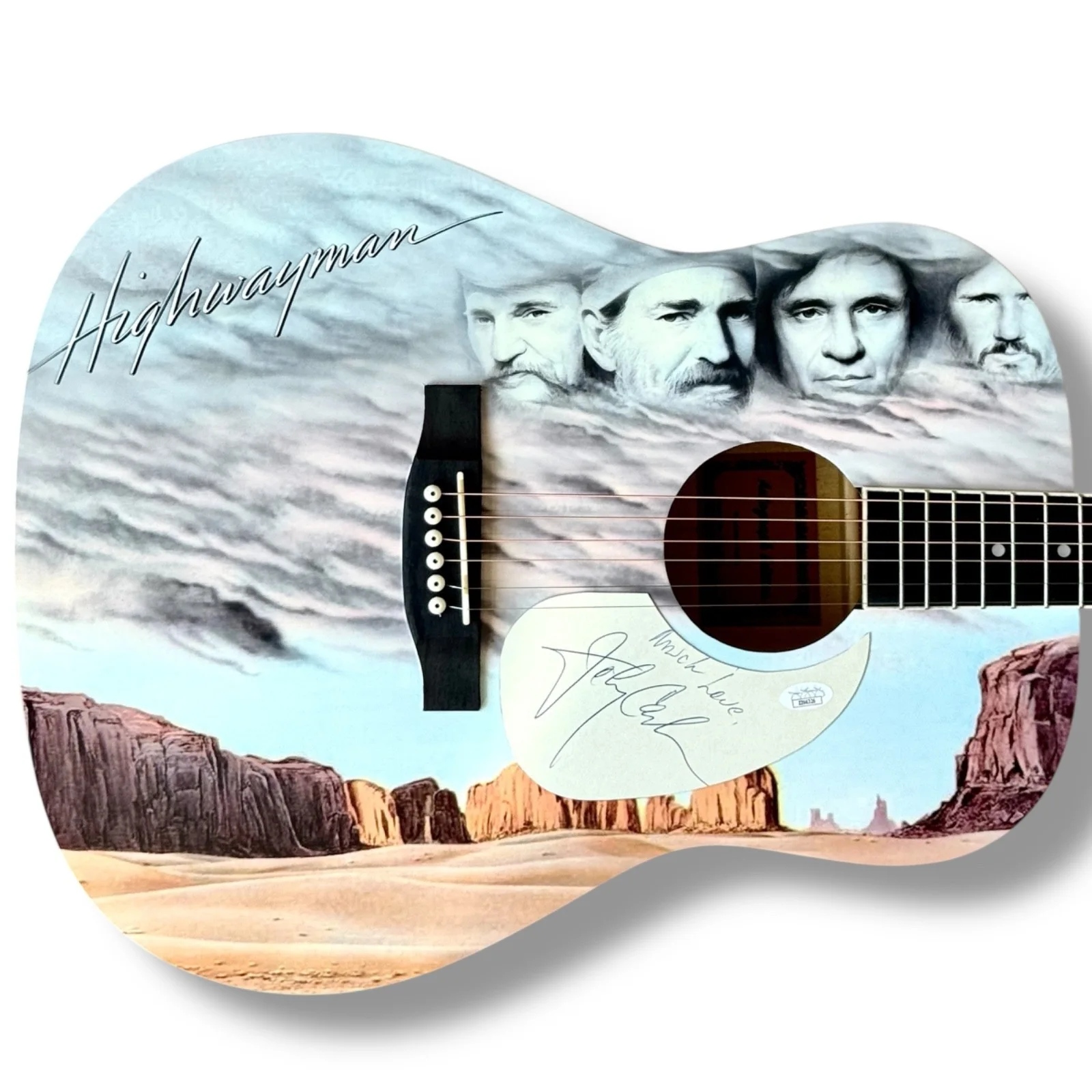 The Highwaymen Signed Guitar JSA COA Johnny Cash Willie Nelson Jennings Kris, image 2