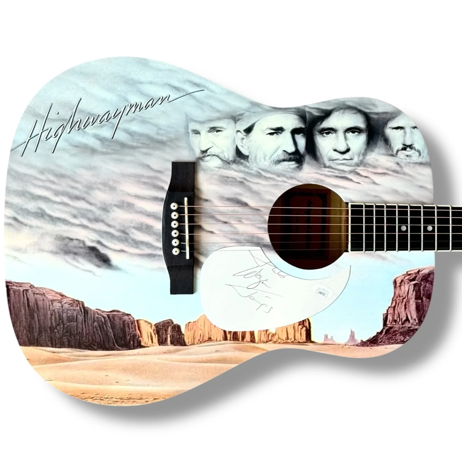 The Highwaymen Signed Guitar JSA COA Johnny Cash Willie Nelson Jennings Kris, image 4