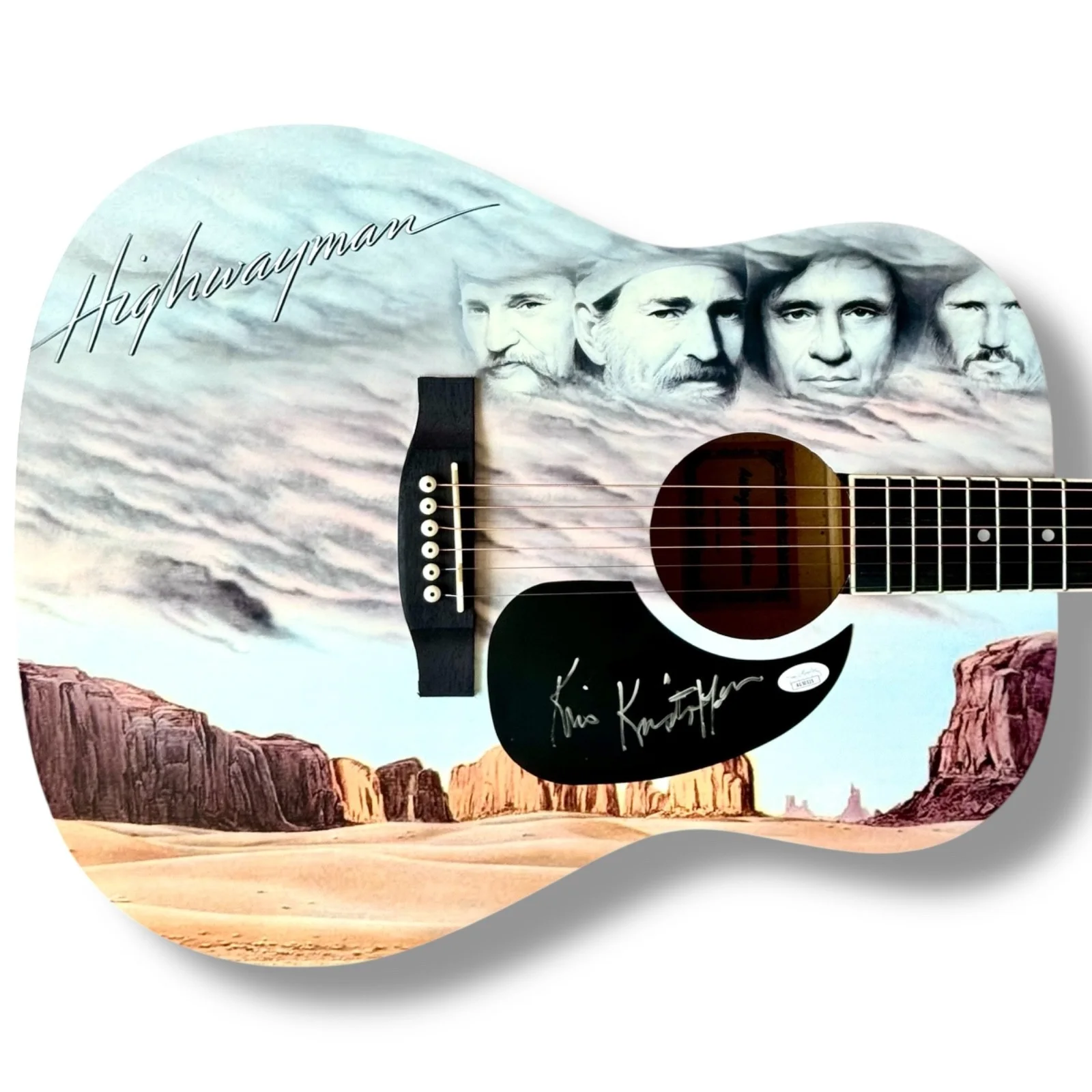 The Highwaymen Signed Guitar JSA COA Johnny Cash Willie Nelson Jennings Kris, image 5