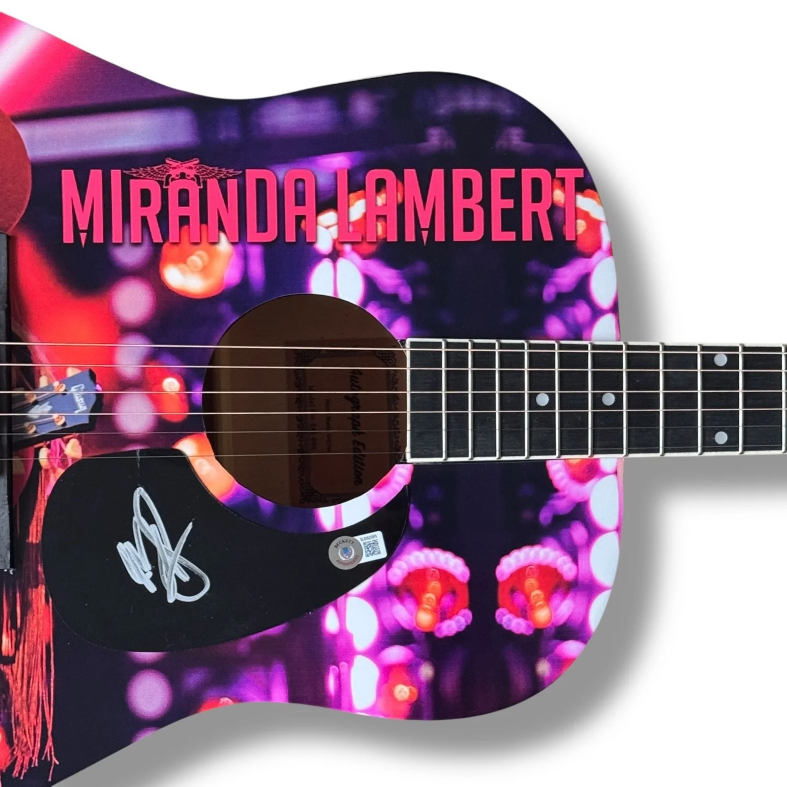 Miranda Lambert Signed Guitar Custom Graphics Beckett COA Bluebird, image 2