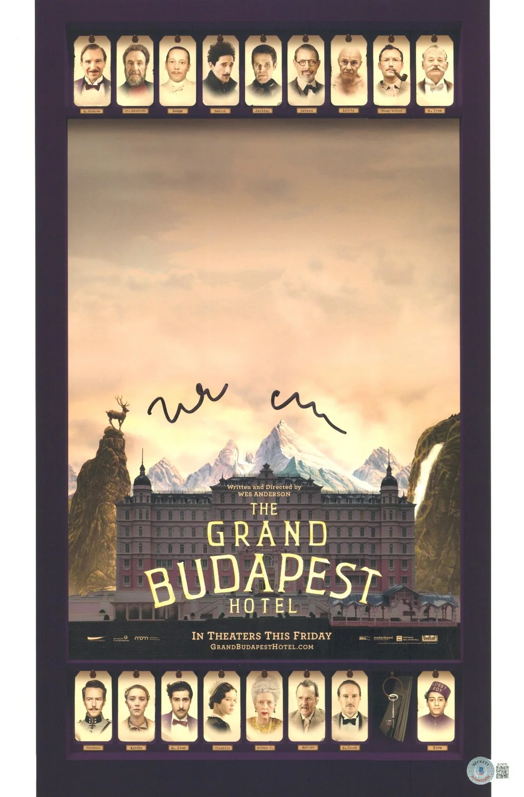 Wes Anderson — Wes Anderson Signed Autograph The Grand Budapest Hotel 12X18 Photo Beckett BAS
