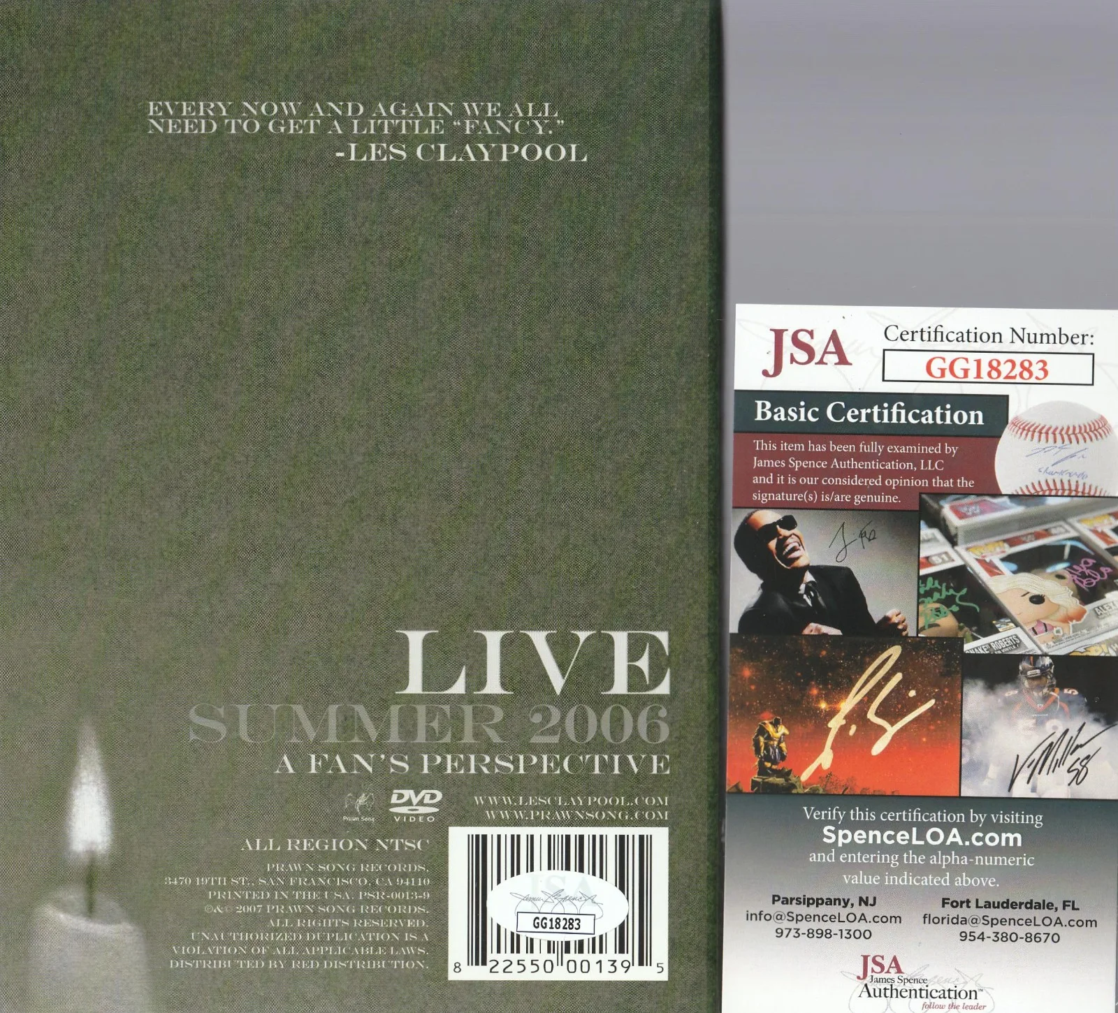 Les Claypool — SIGNED PRIMUS LES CLAYPOOL AUTOGRAPHED DVD CERTIFIED AUTHENTIC JSA COA # GG18283, image 2