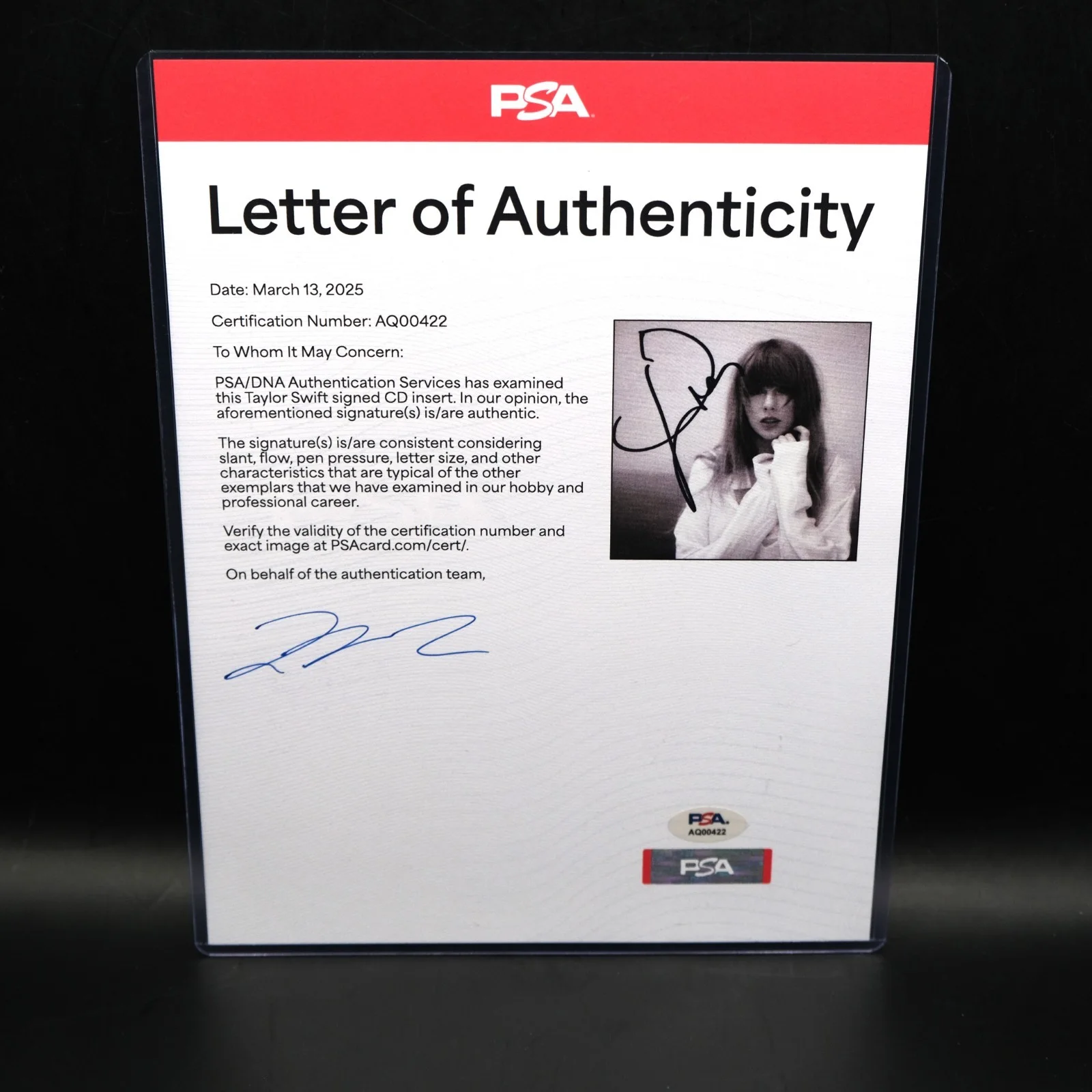 LONG Taylor Swift Signed CD Framed PSA/DNA Tortured Poets Department TTPD LOA, изображение 3