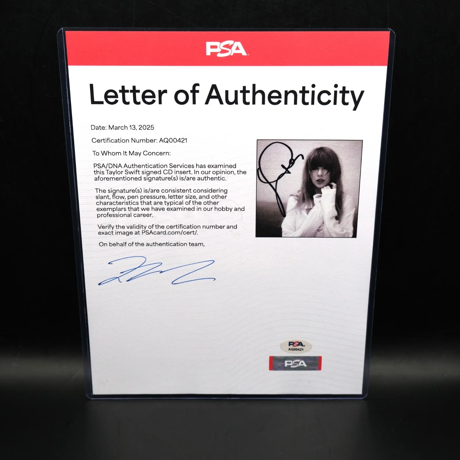 LONG Taylor Swift Signed CD Framed PSA/DNA Tortured Poets Department TTPD LOA, изображение 3