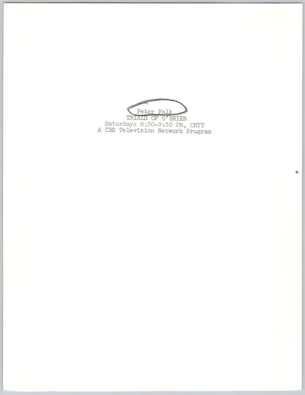 Peter Falk Photograph Trials of O'Brien CBS 1960s Movie Still Photo, изображение 2