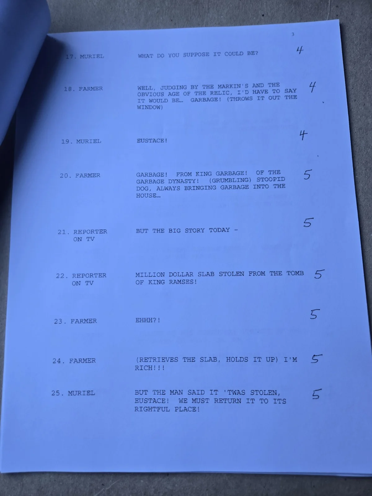 Marty Grabstein — Marty Grabstein Signed Courage The Cowardly Dog King Ramses Script copy/SKETCH!, image 5