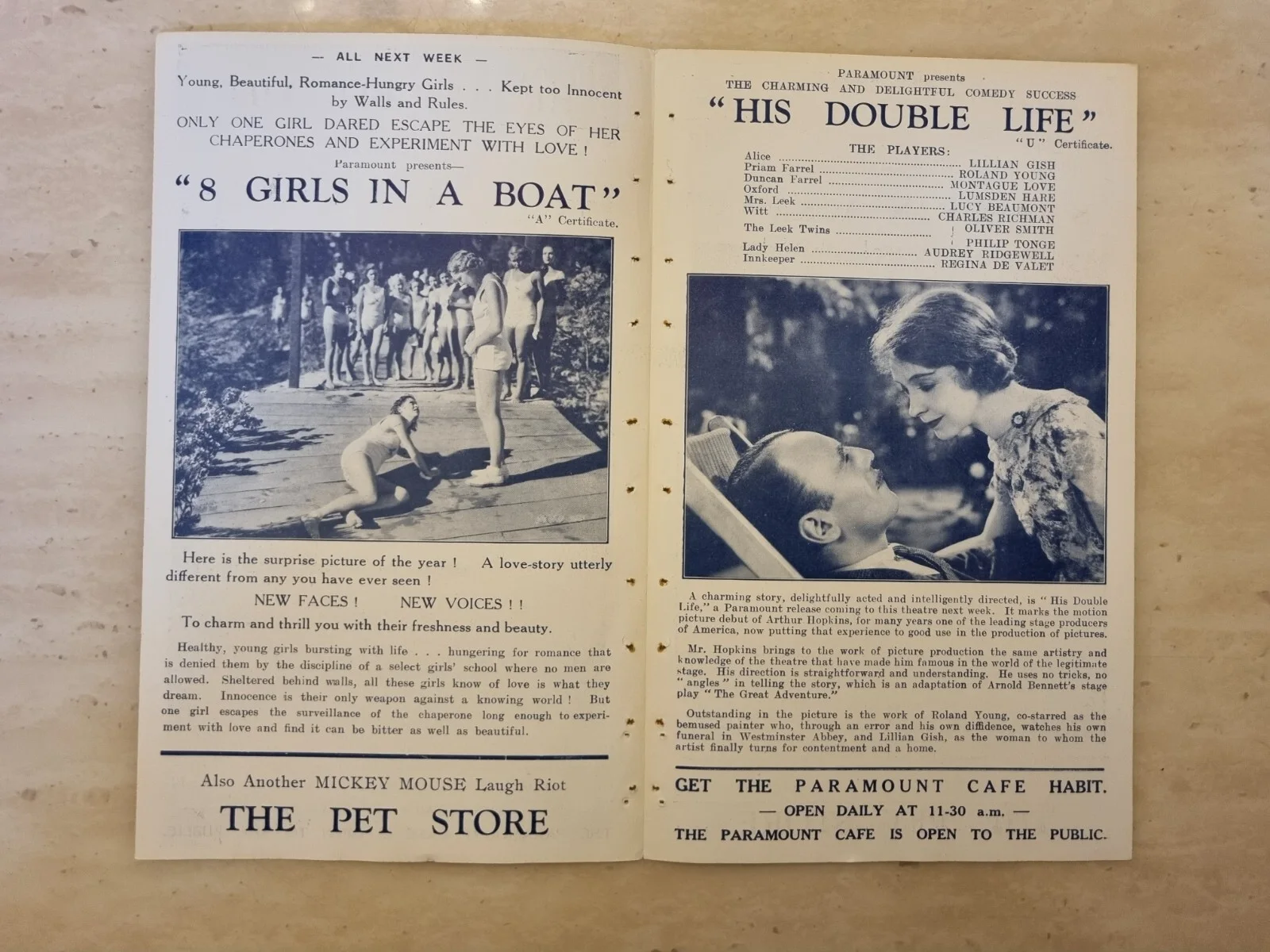 Cinema Programme 8 Girls in A Boat Dorothy Wilson / His Double Life Lilian Gish, изображение 2