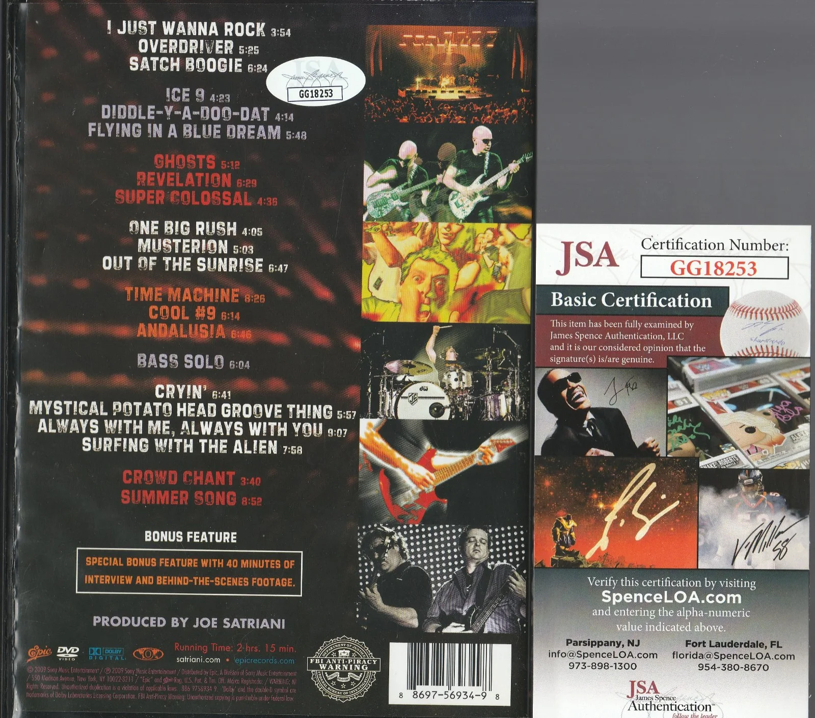 SIGNED JOE SATRIANI & STU HAMM UTOGRAPHED LIVE DVD CERTIFIED JSA COA # GG18253, изображение 2