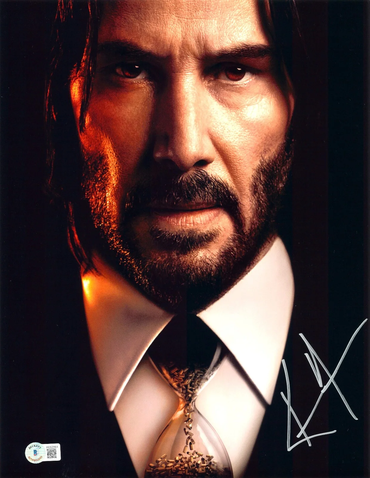 KEANU REEVES — KEANU REEVES SIGNED AUTOGRAPH JOHN WICK 11X14 PHOTO BECKETT BAS