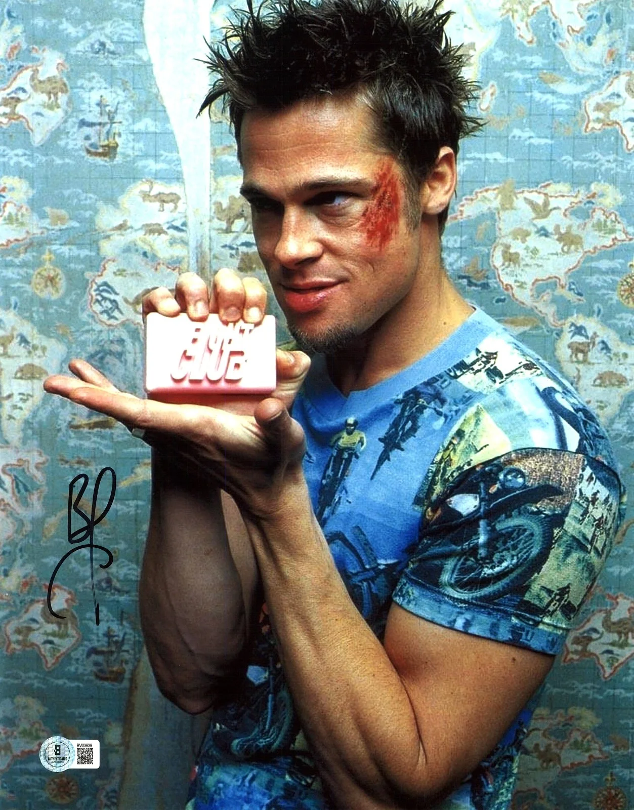 BRAD PITT — BRAD PITT SIGNED AUTOGRAPH 11X14 PHOTO FIGHT CLUB BAS BECKETT