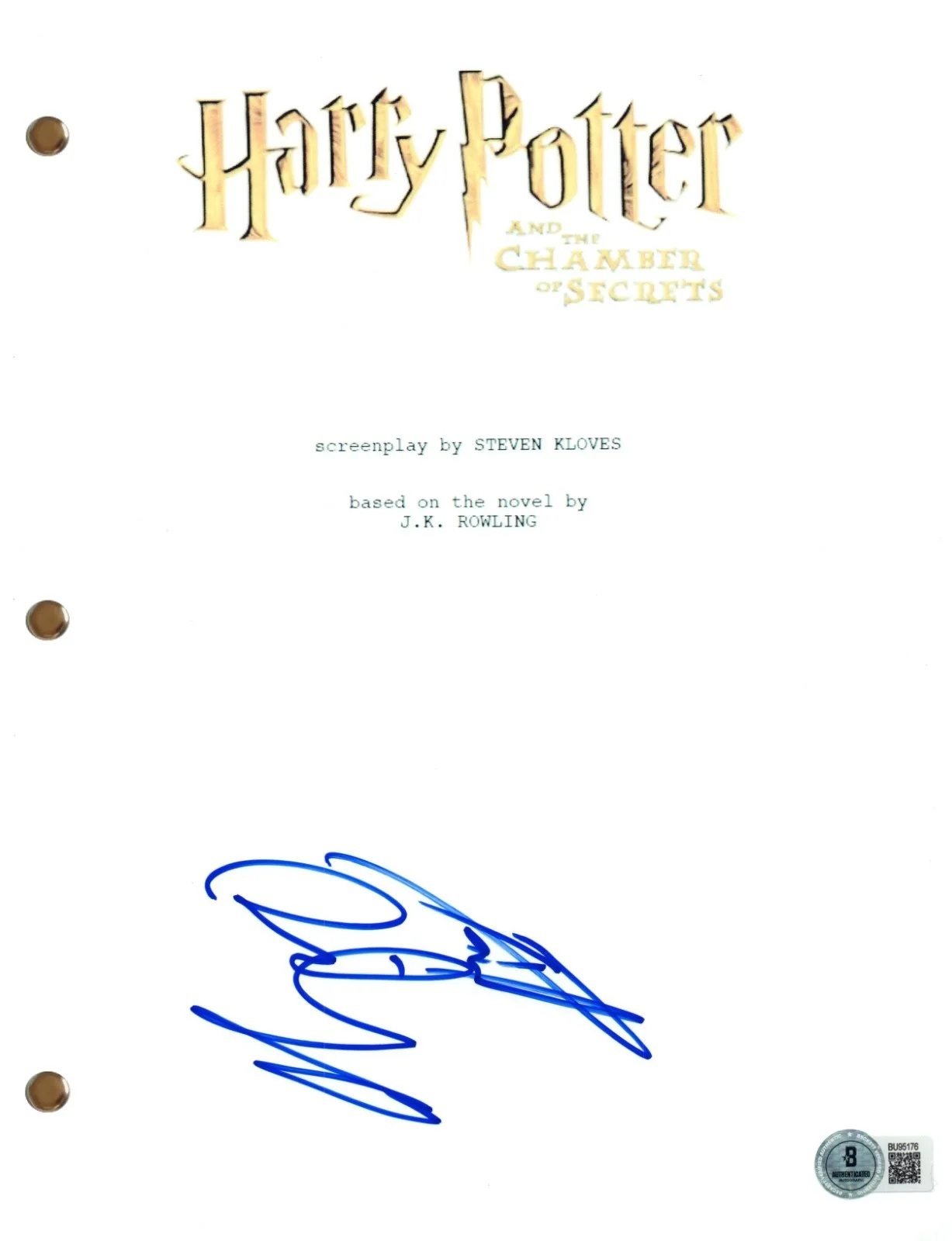 Daniel Radcliffe — Daniel Radcliffe Harry Potter Chamber of Secrets Signed Autograph Script BAS COA, image 2
