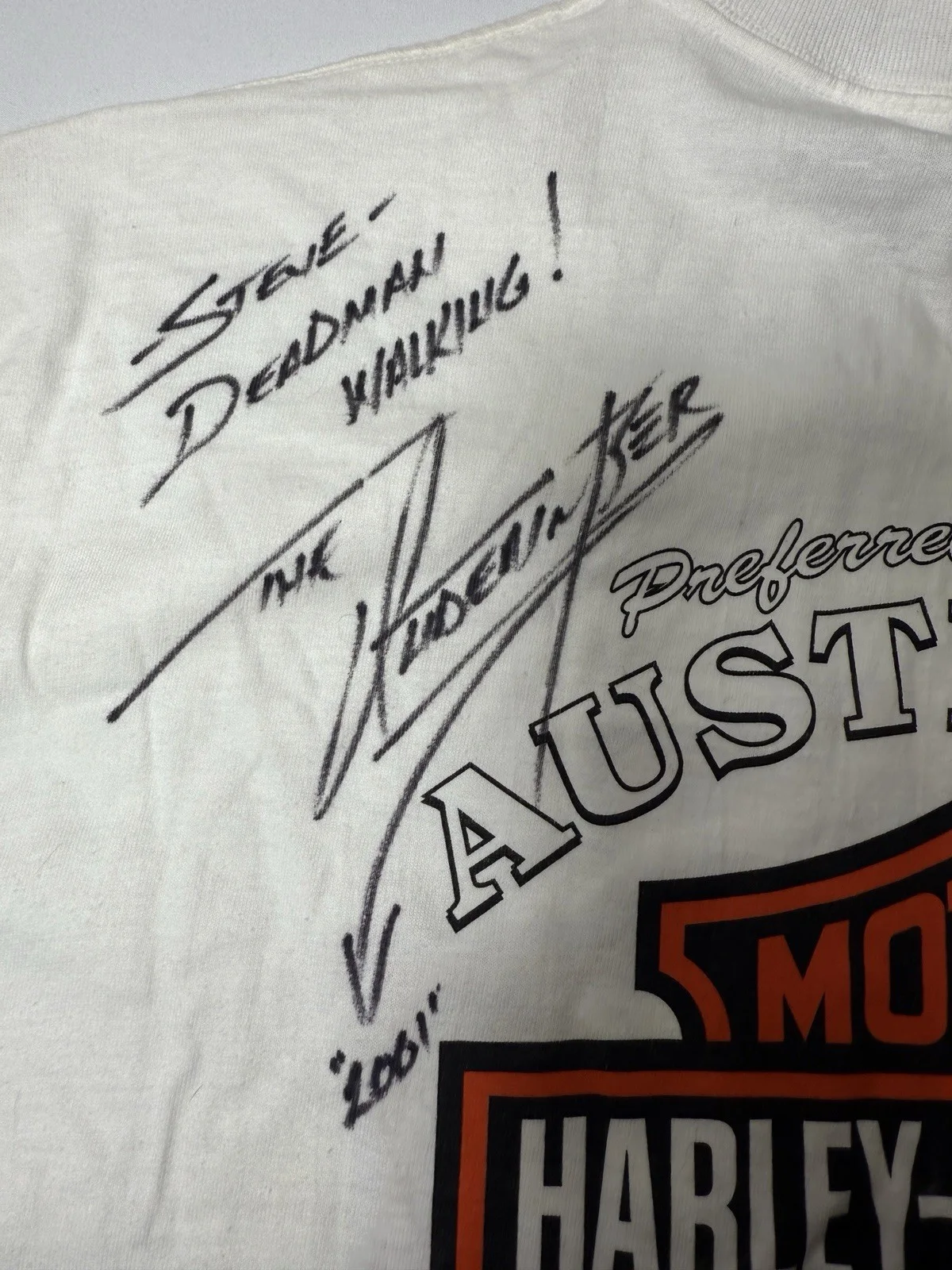 The Undertaker WWE Signature On A Harley Davidson Shirt Male Large White, изображение 2