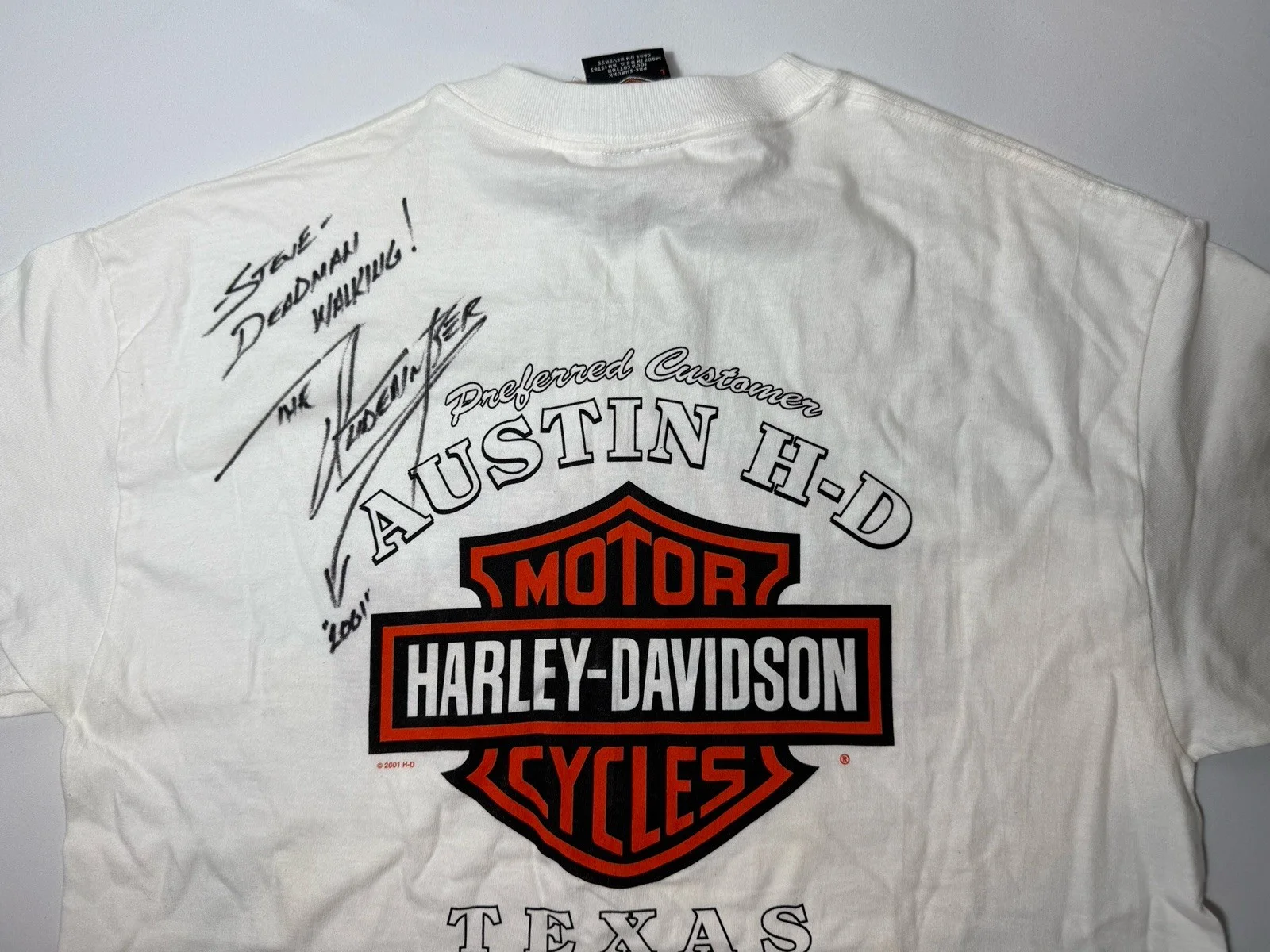 The Undertaker WWE Signature On A Harley Davidson Shirt Male Large White, изображение 5