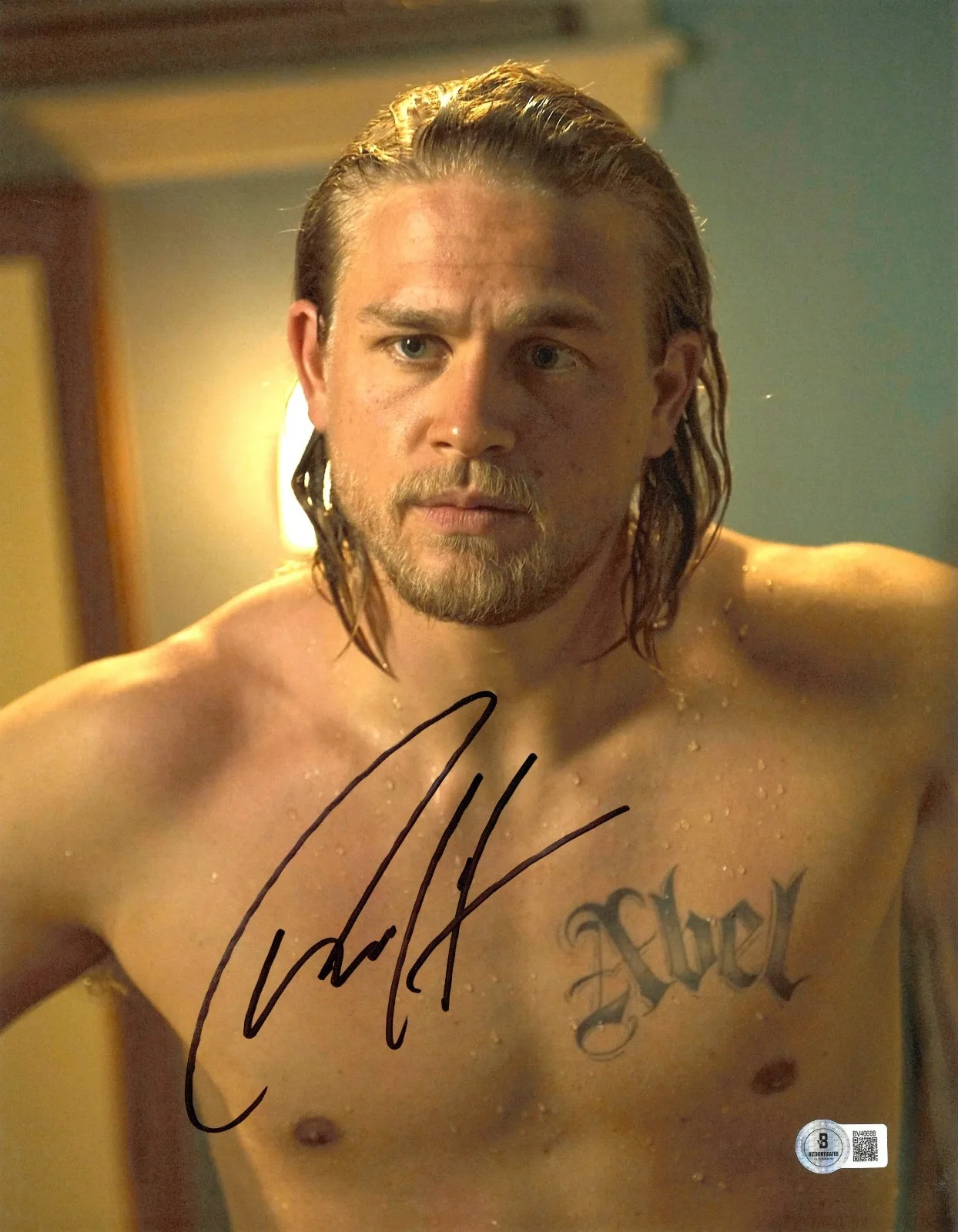 CHARLIE HUNNAM — CHARLIE HUNNAM SIGNED AUTOGRAPH SONS OF ANARCHY 11X14 PHOTO BECKETT BAS JAX