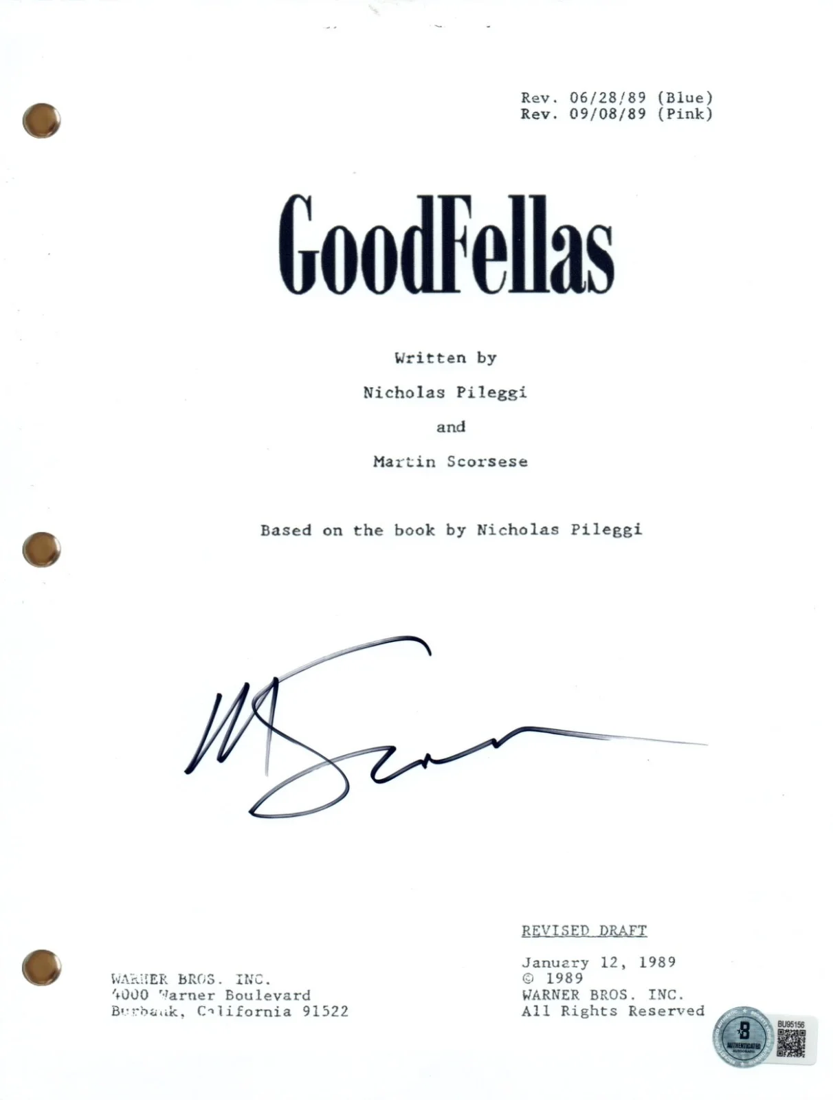 Martin Scorsese — Martin Scorsese Goodfellas Signed Autograph Movie Script Screenplay Beckett COA, изображение 3