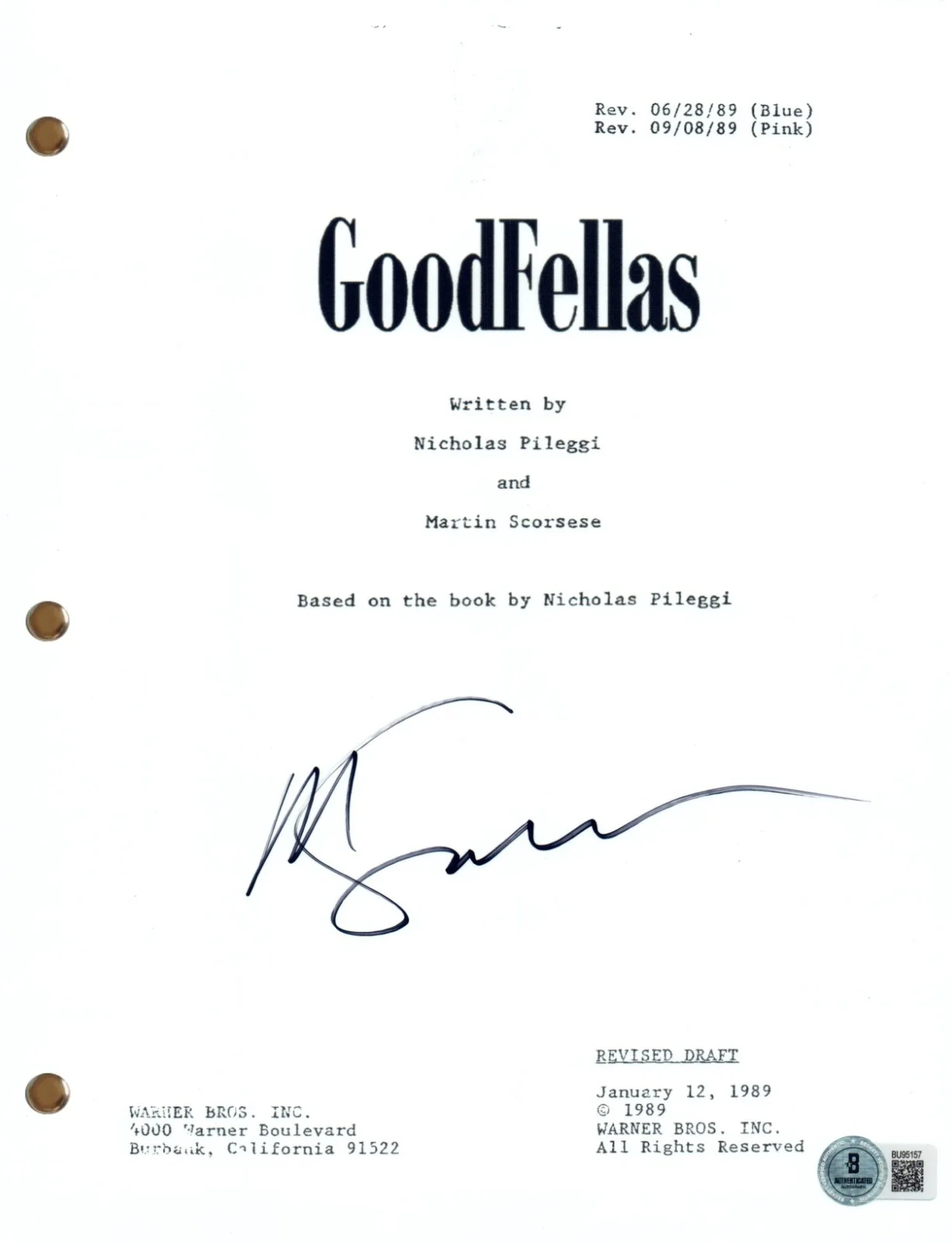 Martin Scorsese — Martin Scorsese Goodfellas Signed Autograph Movie Script Screenplay Beckett COA, изображение 4
