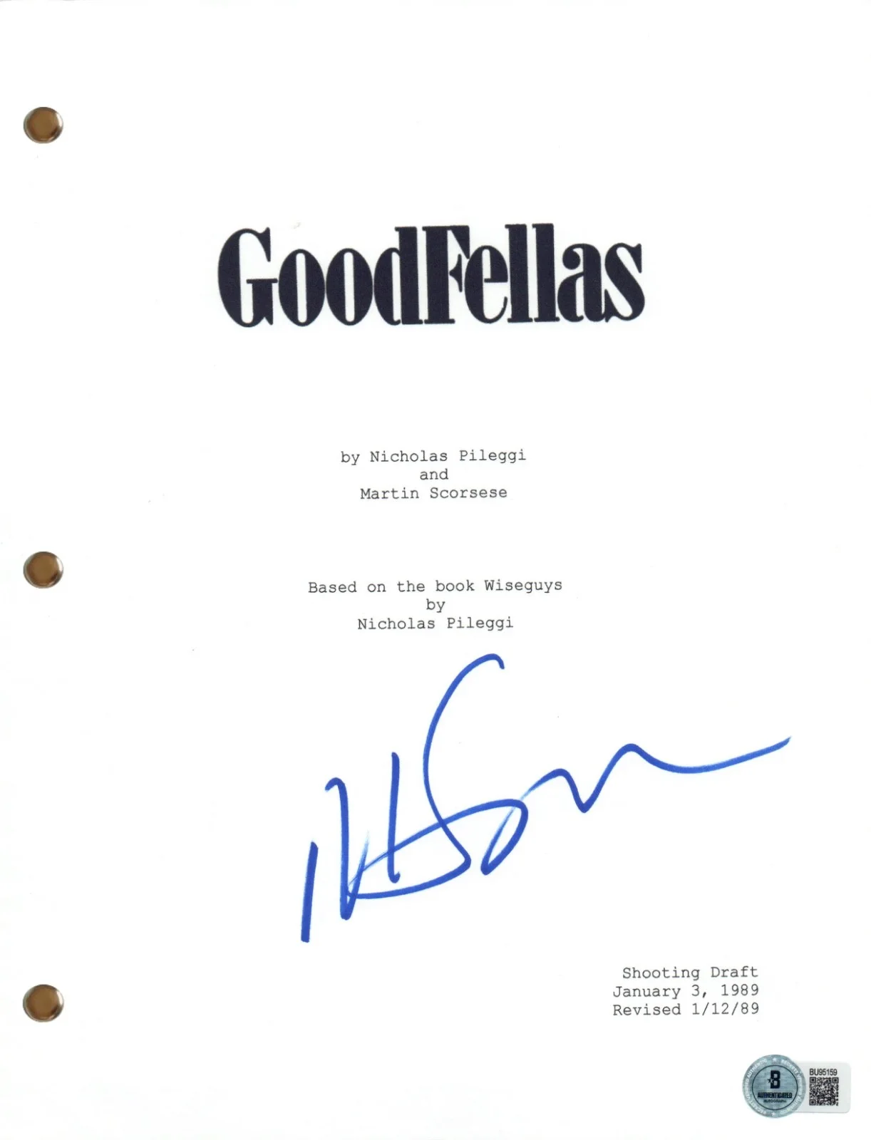 Martin Scorsese — Martin Scorsese Signed Autograph Goodfellas Movie Script Screenplay Beckett COA, image 2