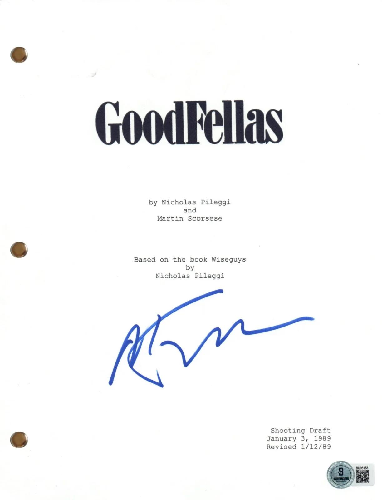 Martin Scorsese — Martin Scorsese Signed Autograph Goodfellas Movie Script Screenplay Beckett COA, image 3