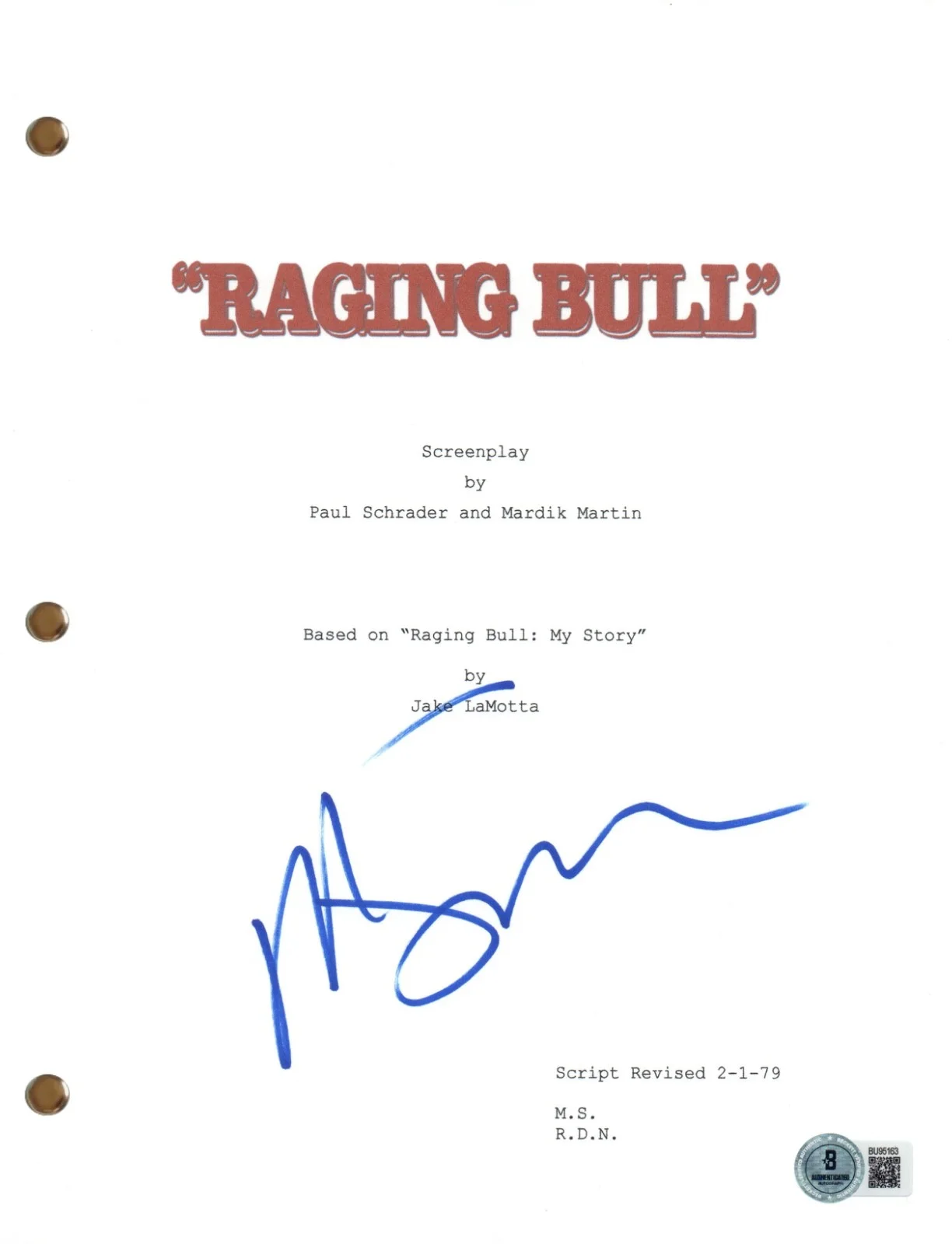 Martin Scorsese — Martin Scorsese Signed Autograph Raging Bull Movie Script Screenplay Beckett COA, image 2