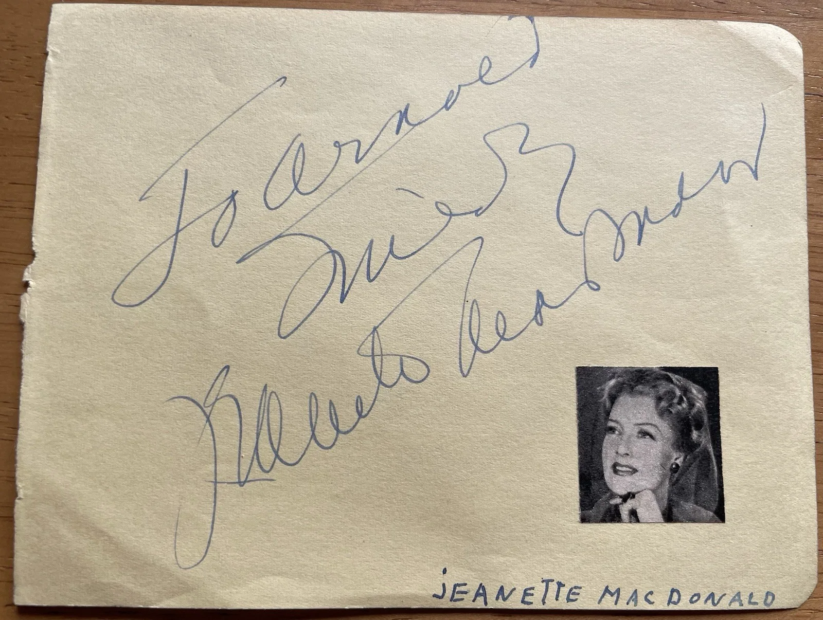 Opera Soprano & Actress Jeanette MacDonald Autograph, image 2
