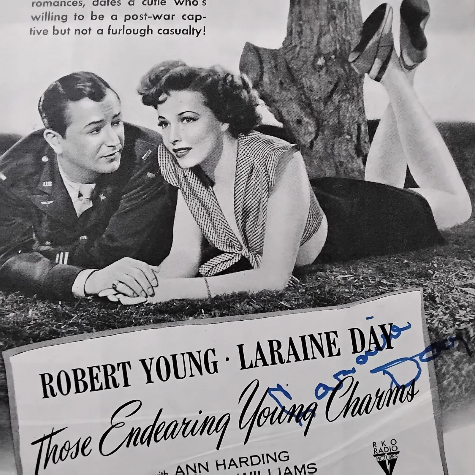 Laraine Day SIGNED 1945 Movie Ad Those Endearing Young Charms Robert Young RKO, image 3