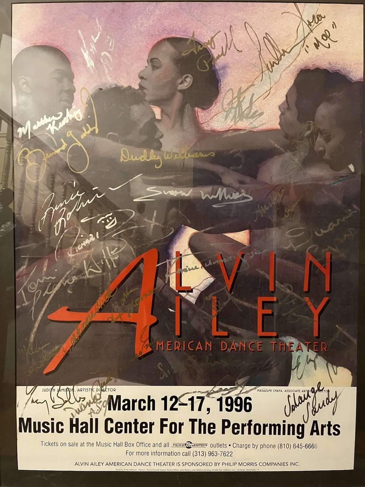 Alvin Ailey American Dance Theater Signed Poster March 12-17, 1996 Music Hall C…, изображение 4