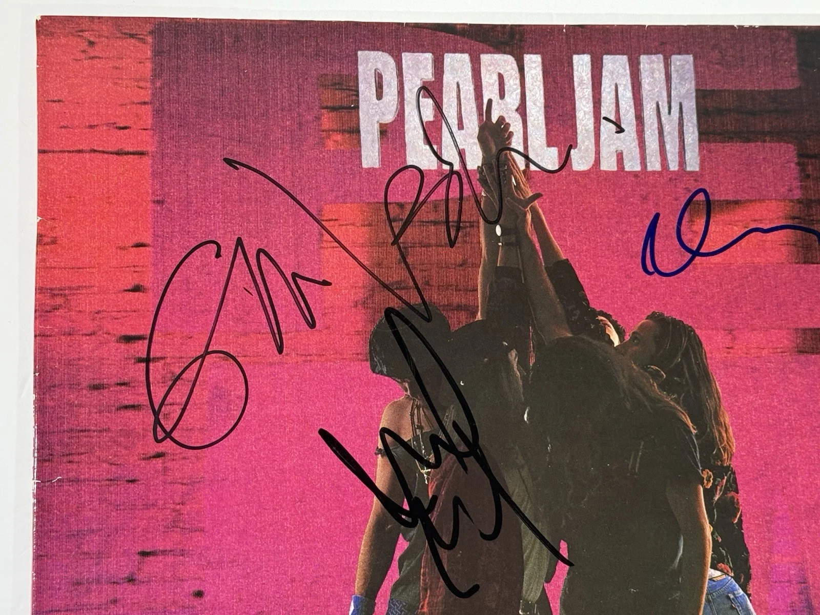 Pearl Jam group signed Ten Album all 5 Eddie Vedder Stone Jeff vinyl beckett loa, изображение 2
