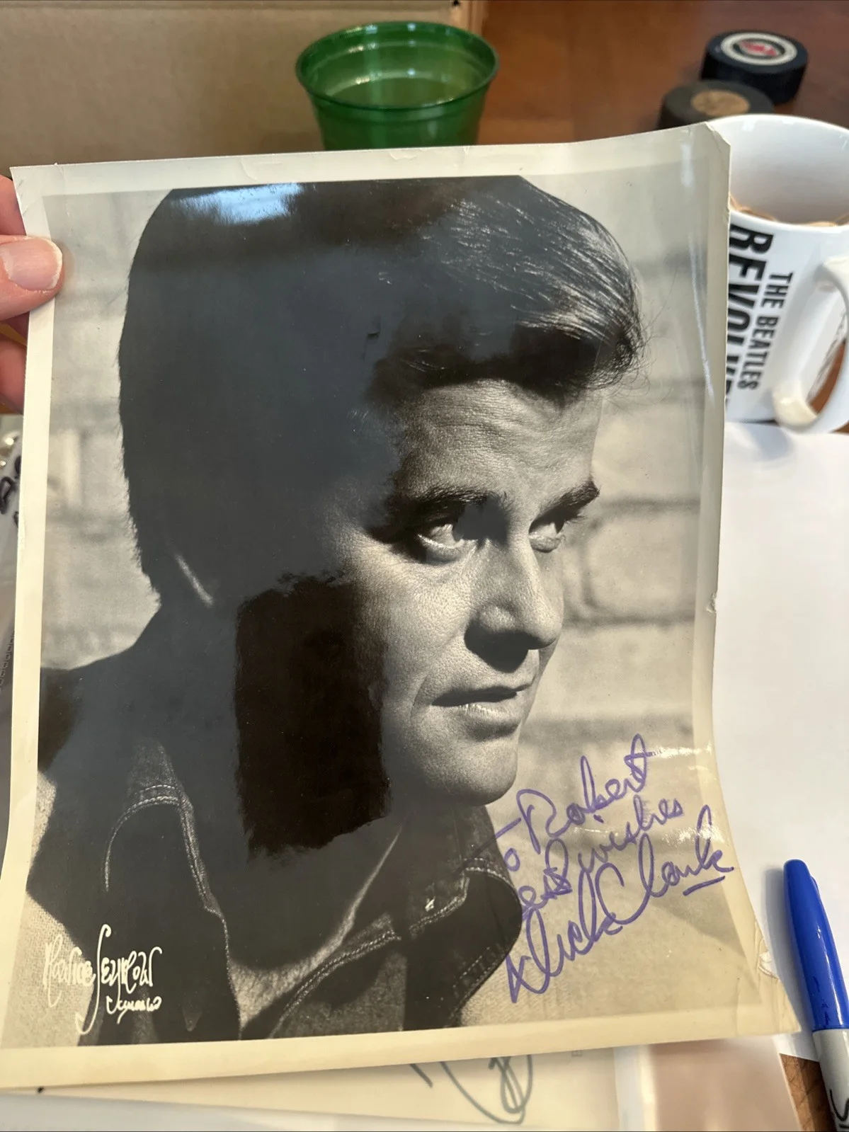 Dick Clark — Dick Clark personalized autographed picture 8x10 B&W picture very nice VINTAGE