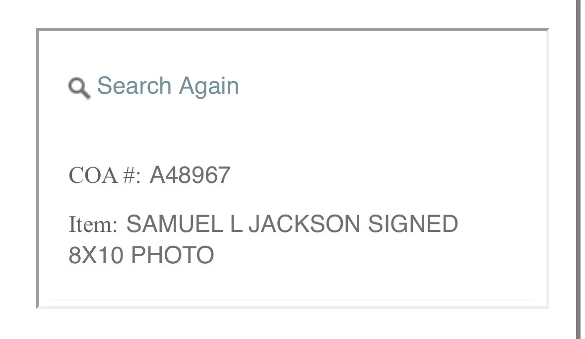 SAMUEL L JACKSON — SAMUEL L JACKSON - SIGNED 8X10 PHOTO - Mint - With COA - “The Movie”, изображение 5