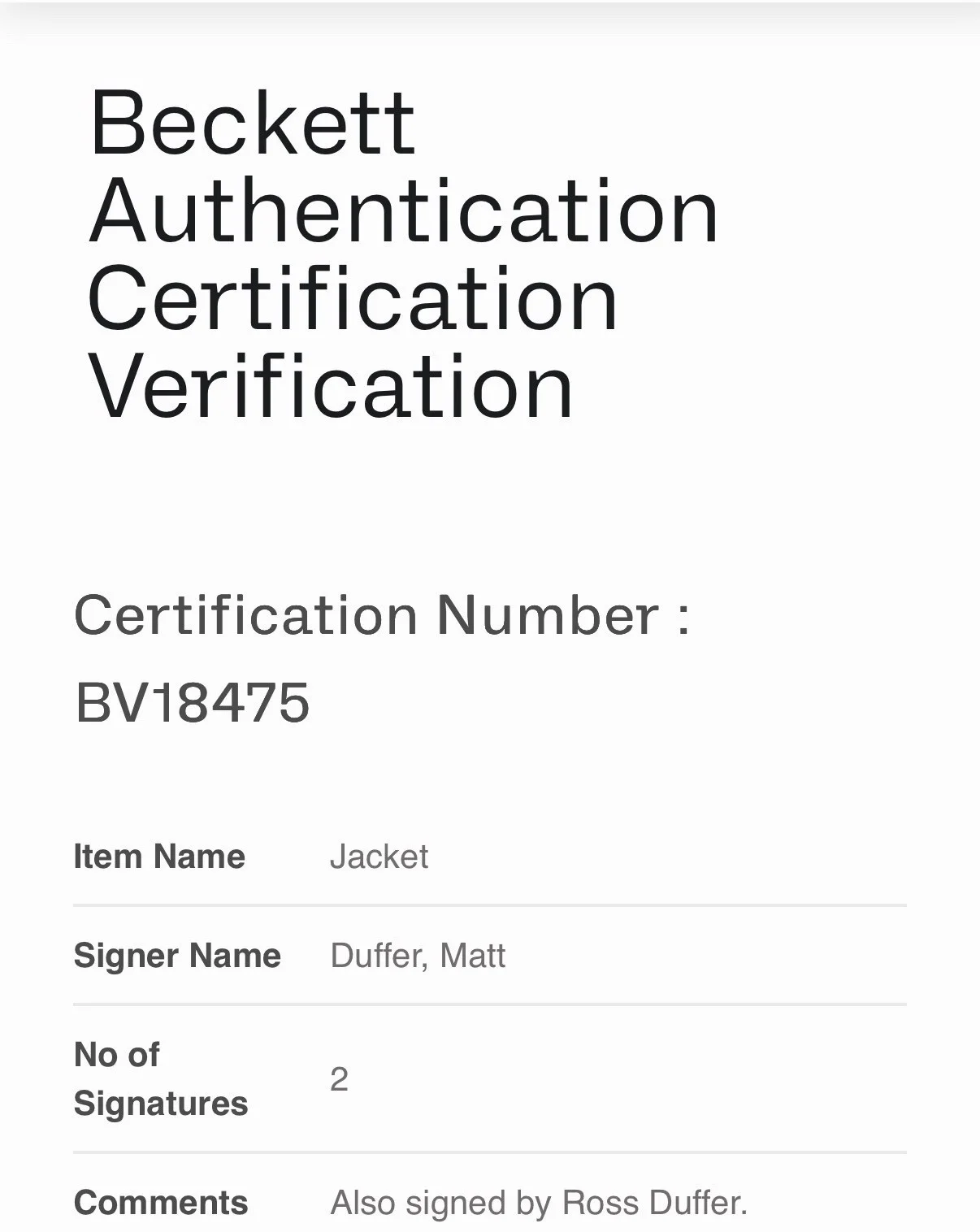 Matt Duffer, Ross Duffer — DUFFER BROTHERS SIGNED STRANGER THINGS JACKET-M AUTOGRAPH BECKETT HOLO (A) PROOF, image 5