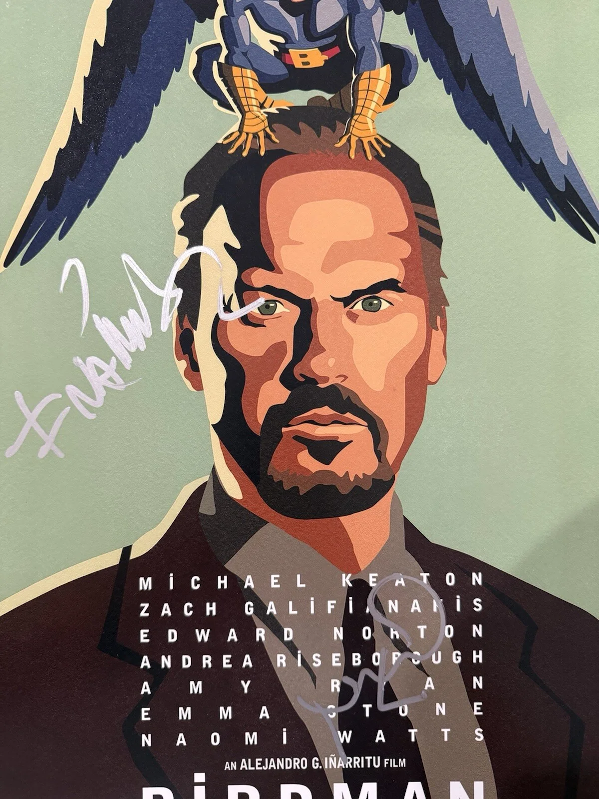 Michael Keaton — MICHAEL KEATON + ALEJANDRO INNARITU SIGNED BIRDMAN 11X17 POSTER PHOTO BAS COA(B), image 2