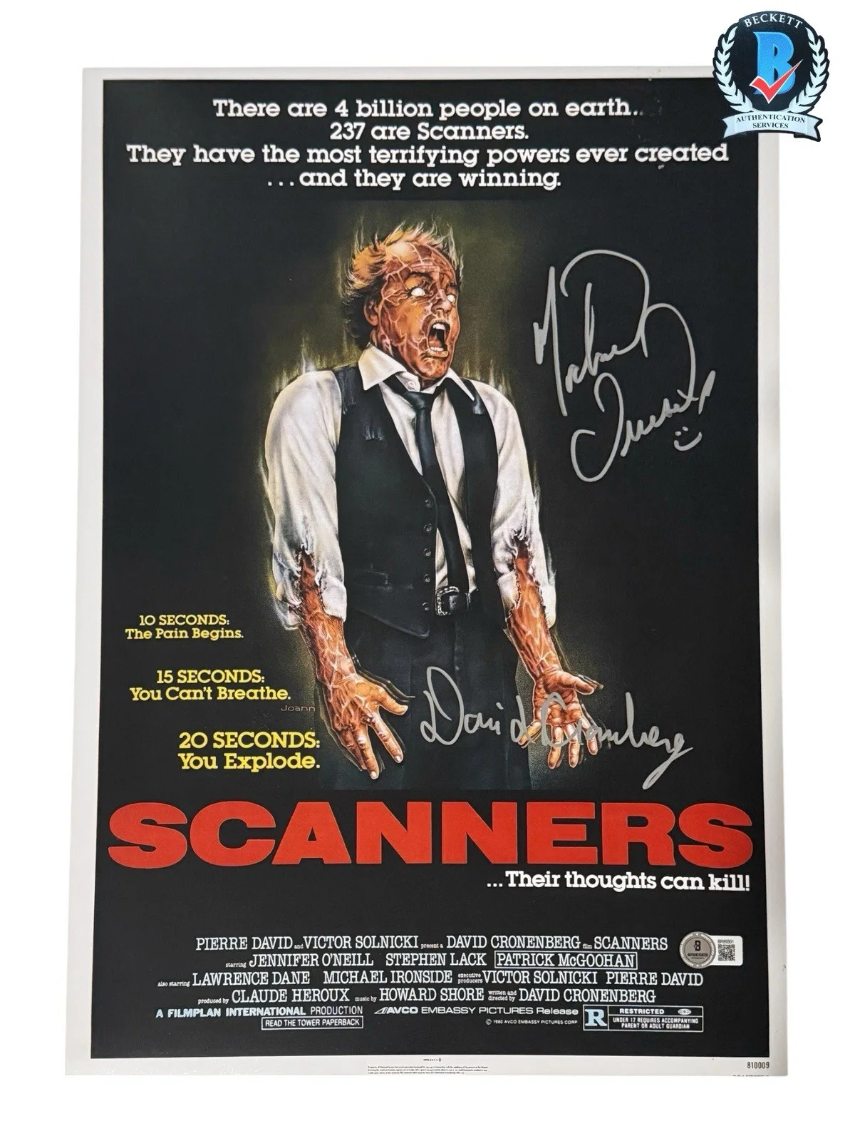 David Cronenbrg — DAVID CRONENBERG SIGNED AUTOGRAPH SCANNERS 12X18 PHOTO BECKETT BR85501