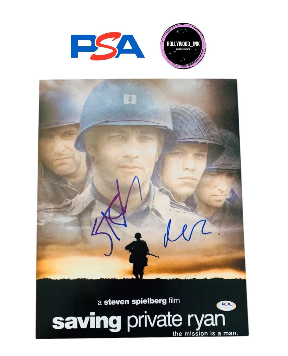 Steven Spielberg — STEVEN SPIELBERG & MATT DAMON SIGNED SAVING PRIVATE RYAN 11x14 PHOTO PSA COA