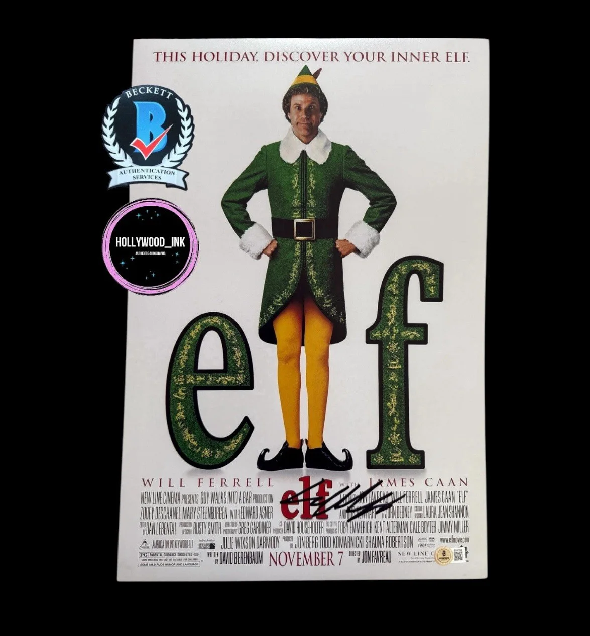 Will Ferell — WILL FERRELL “ELF” SIGNED AUTOGRAPH 12x18 MOVIE PHOTO BECKETT COA