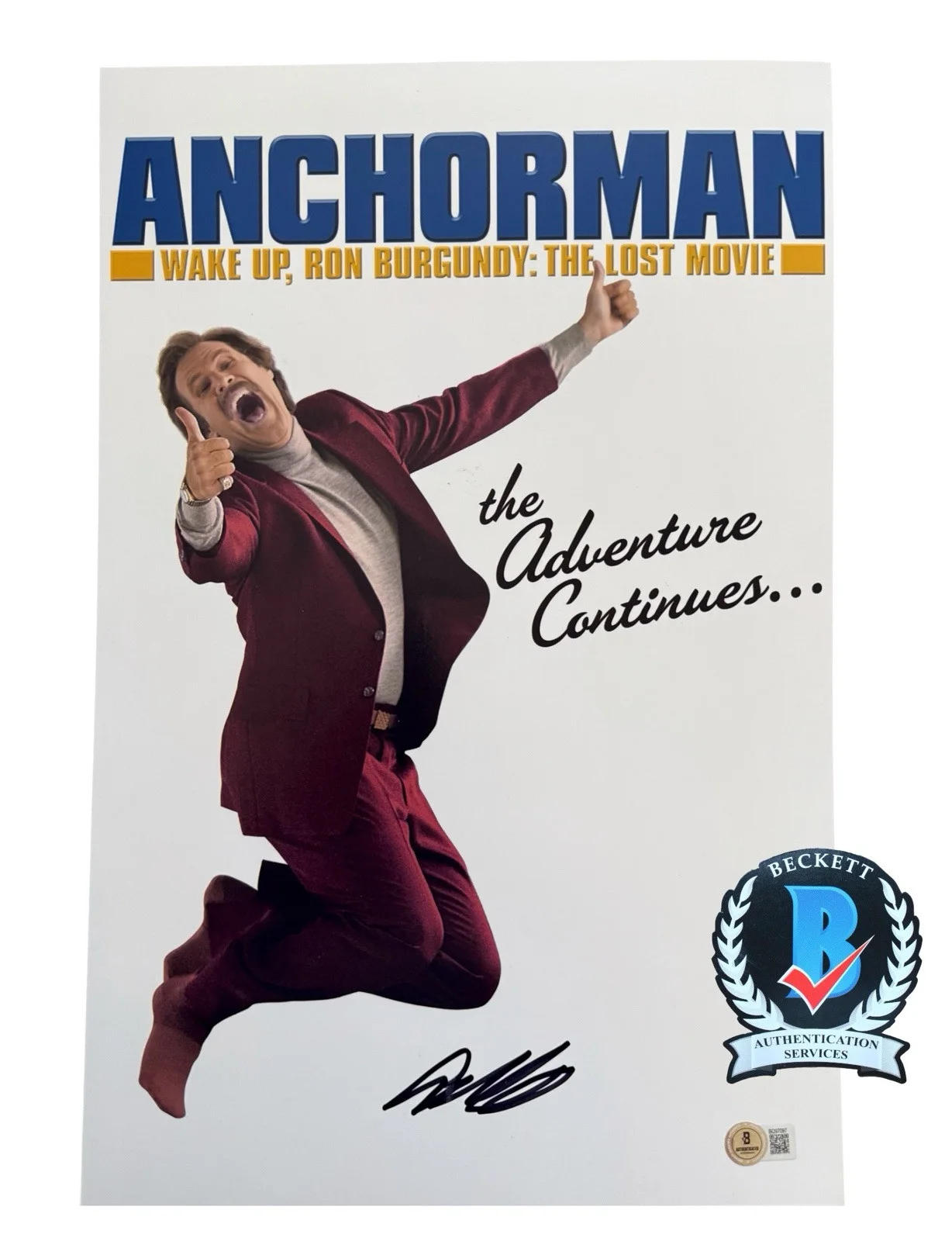 Will Ferell — WILL FERRELL SIGNED 'ANCHORMAN' 12x18 MOVIE PHOTO ELF STEPBROTHERS BECKETT COA, изображение 2