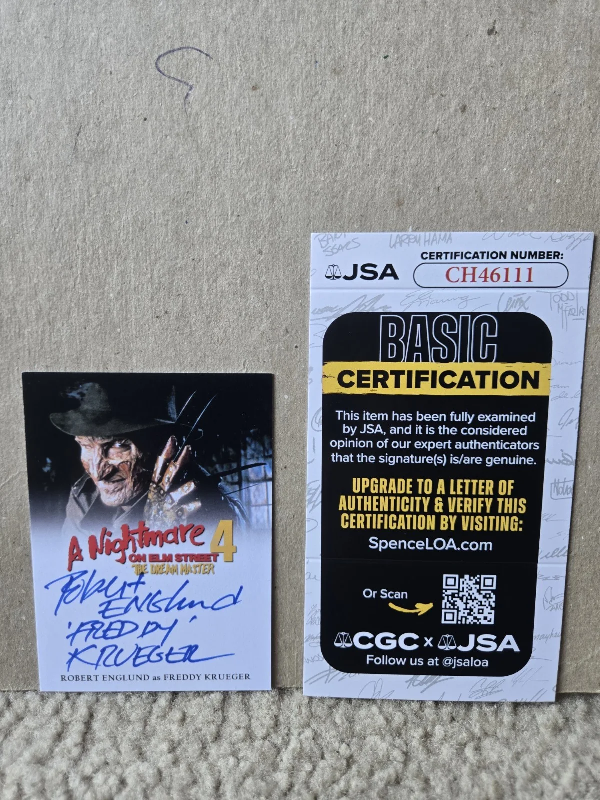 Robert Englund Signed Freddy Krueger Custom Trading Card! JSA COA, image 2