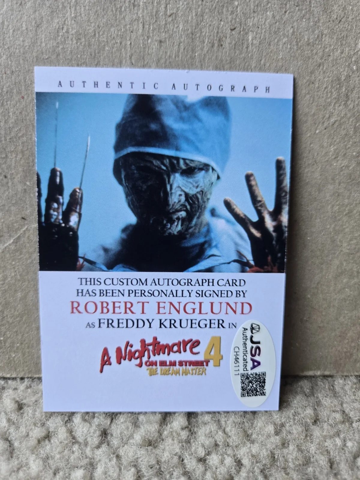 Robert Englund Signed Freddy Krueger Custom Trading Card! JSA COA, image 3