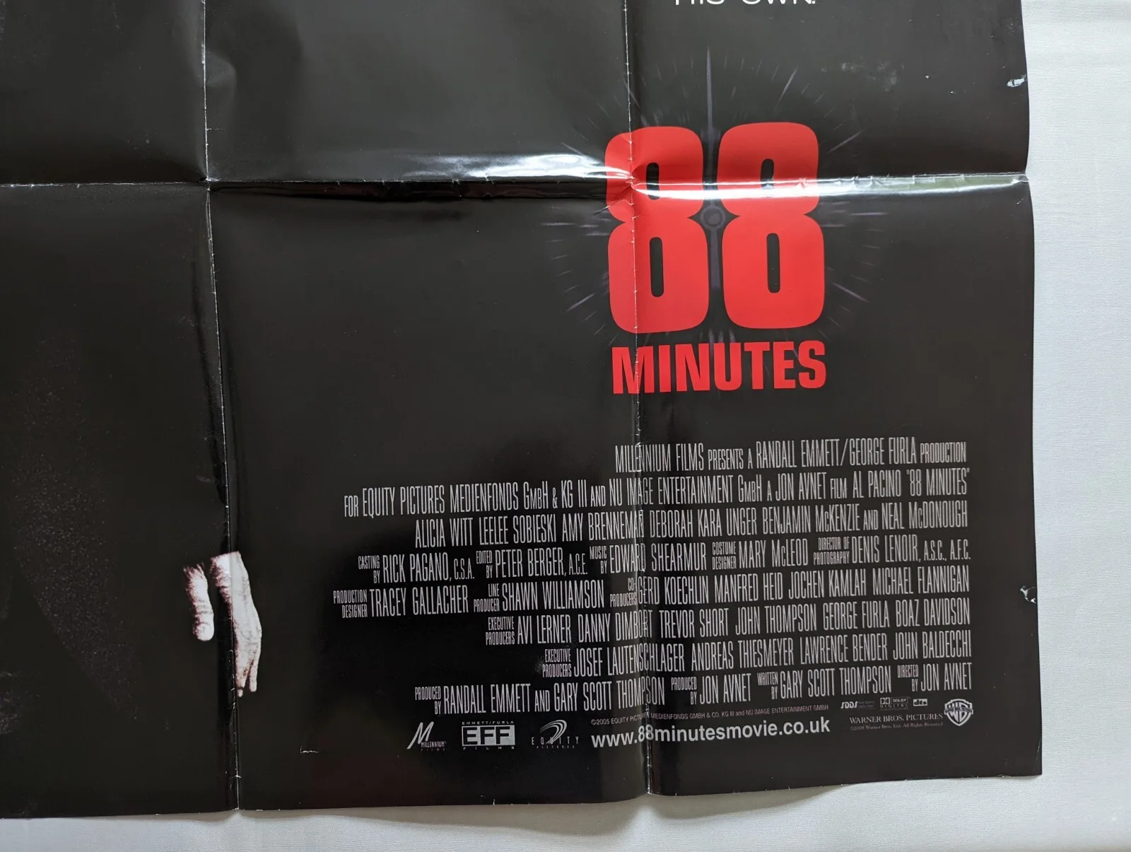 88 Minutes 2008 Cinema Poster UK Original Quad - Al Pacino, изображение 2
