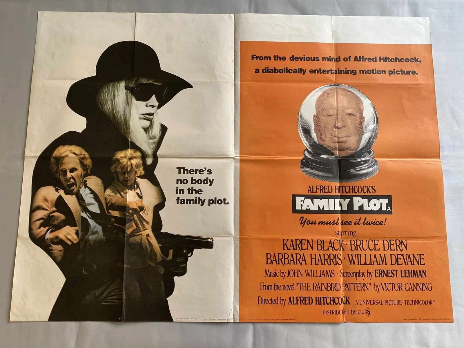 FAMILY PLOT - UK QUAD (30"x 40") ORIGINAL VINTAGE CINEMA POSTER HITCHCOCK 1976, изображение 2