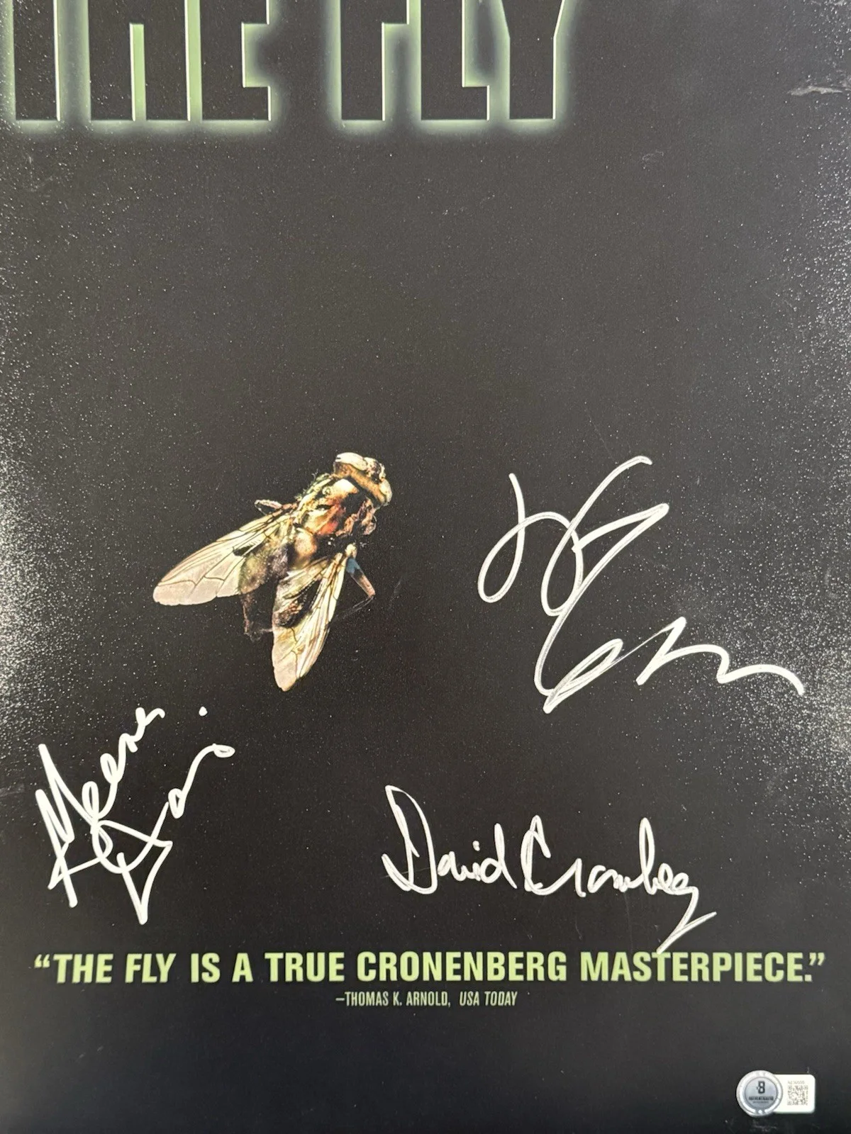David Cronenberg Jeff Goldblum Geena Davis — DAVID CRONENBERG JEFF GOLDBLUM GEENA DAVIS SIGNED THE FLY 12x18 PHOTO BECKETT-C, image 2