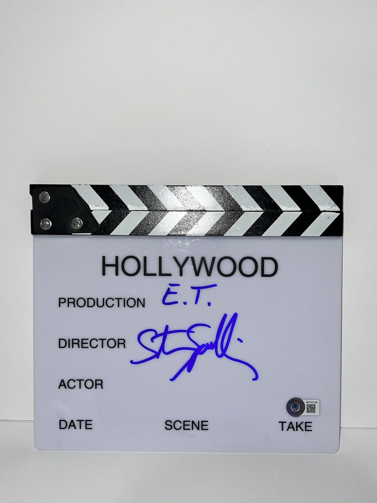 Steven Spielberg — Steven Spielberg signed "E.T." Director Clapboard autograph RARE Beckett BAS LOA, image 3