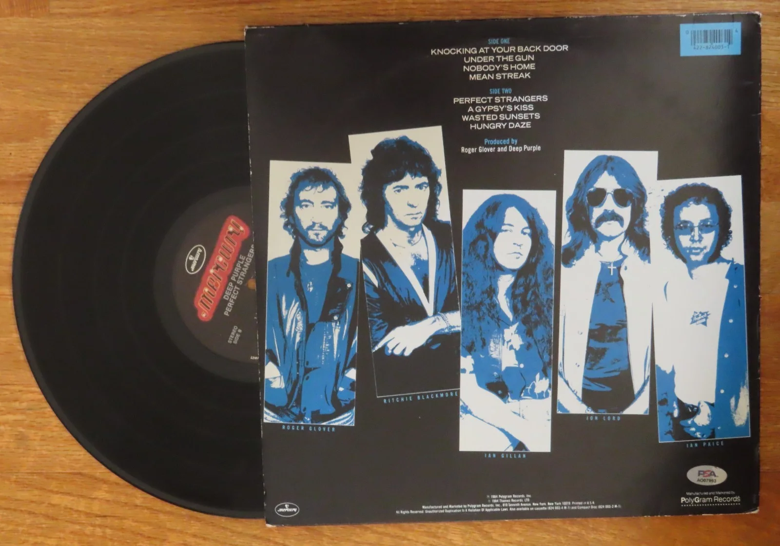 DEEP PURPLE signed PERFECT STRANGERS Record PSA RITCHIE BLACKMORE GILLAN PAICE 4, изображение 5