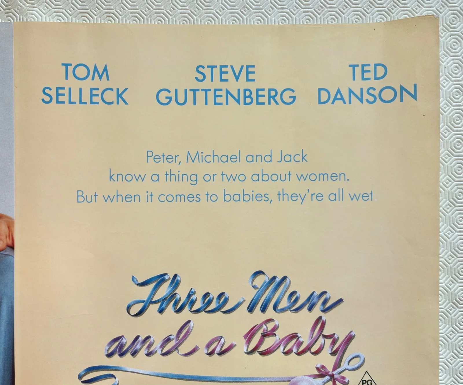 Three Men and a Baby Original 1987 Quad Poster Tom Selleck Ted Danson Guttenberg, изображение 4