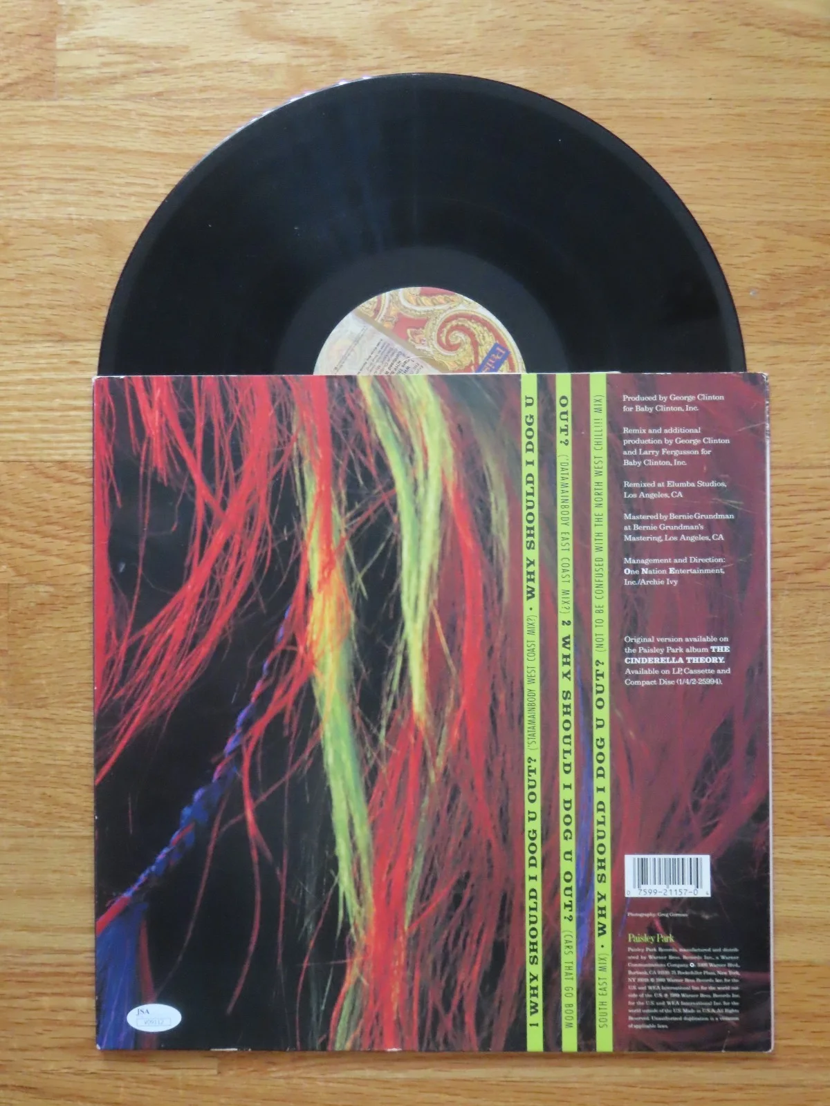 GEORGE CLINTON signed "Why Should I Dog U Out? FUNKADELIC Record JSA PARLIAMENT, image 3