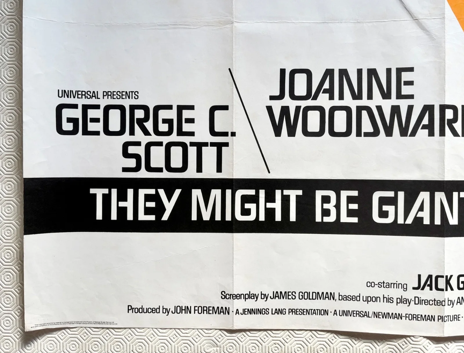 They Might Be Giants Original 1971 Quad Poster George C Scott Joanne Woodward, изображение 2