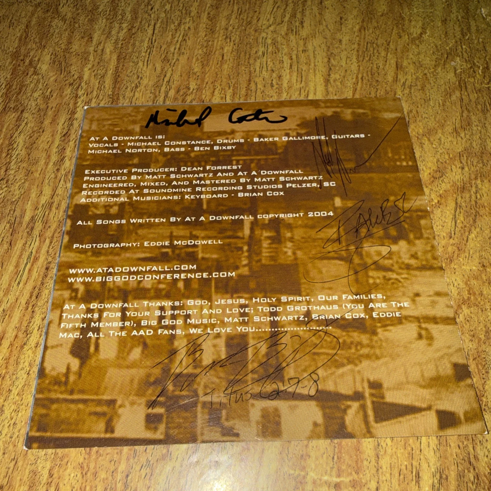 At A Downfall Band Signed Cd Booklet, image 2